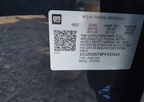 2023 Chevrolet Malibu Fwd 1Lt из США, поврежденный, VIN 1G1ZD5ST8PF233415